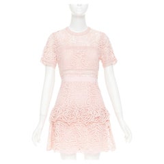 SELF PORTRAIT 2022 Abstract Guipure lace sheer tiered skirt dress UK8 S