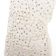 SELF PORTRAIT 2024 Strassbesetztes, champagnerfarbenes Minikleid aus Tüll mit Verzierungen UK6 XS