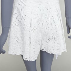 SELF PORTRAIT 2024 Weiße, breite, hohe Taille-Shorts mit Blumenmuster Englisch UK6 XS
