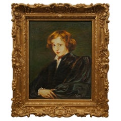 Self Portrait After Anthony Van Dyck Flemish Baroque Oil Painting on Linen 28"