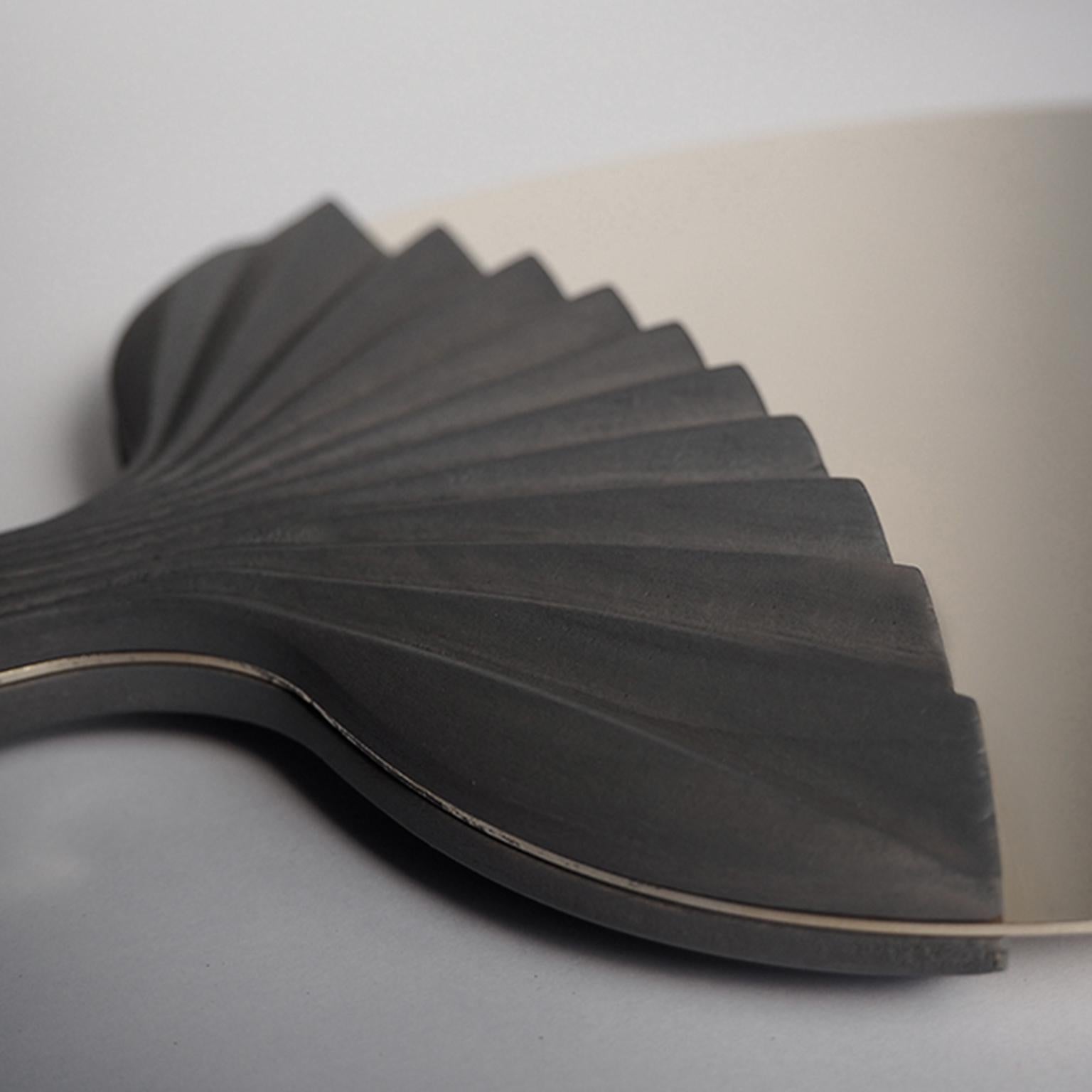 Modern Self Portrait Base and Mirror or Gray Cherrywood Gold, Steel Sheet by Portego