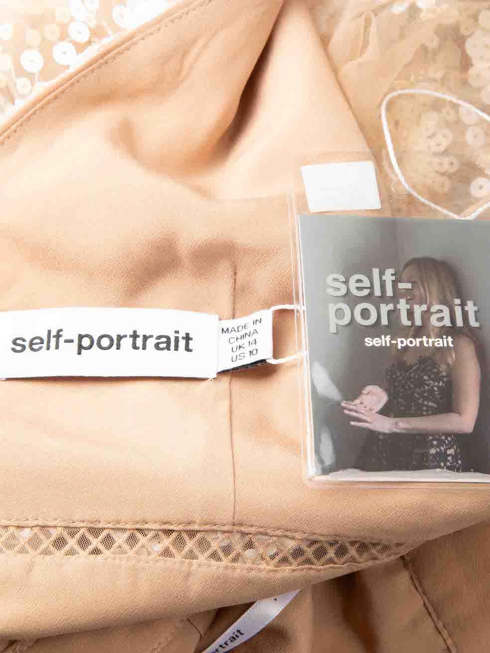 Women's Self-Portrait Beige Lace Sequinned Midi Dress Size XL