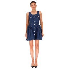 Self-Portrait Belted Flared Mini Denim Dress