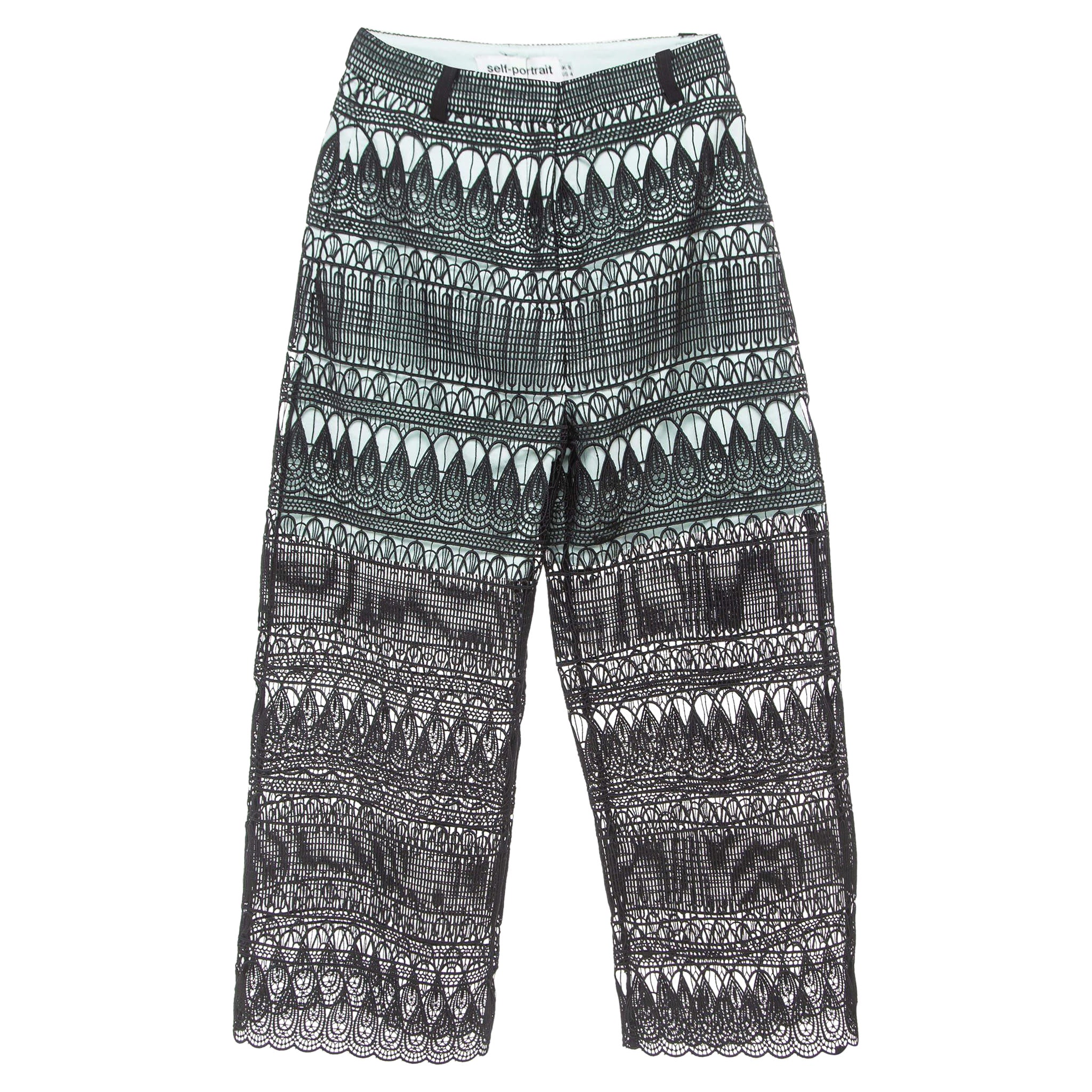 Culotte de encaje con lágrima negro/azul Self-Portrait S en venta