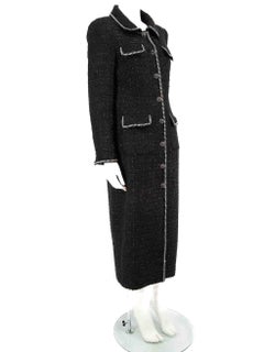Self-Portrait Black Bouclé Trim Long Coat Size XL