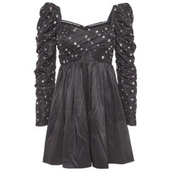 Self-Portrait Schwarzes Cluster-Pailletten-Synthetik-Taft-Minikleid S