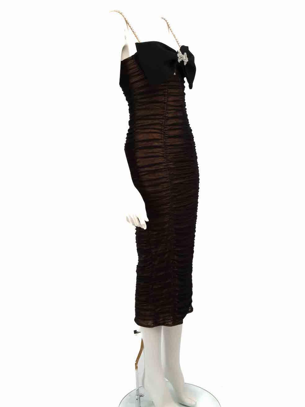 CONDITION is Very good. Minimal wear to dress is evident. Minimal wear to the crystal embellishment at the bust with a small chip to a crystal on this used Self-Portrait designer resale item.
 
 
 
 Details
 
 
 Black
 
 Polyester
 
 Midi bodycon