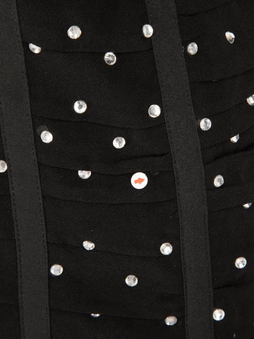 Self-Portrait Schwarzes Diamant-Friesen-Minikleid Größe XS Damen im Angebot