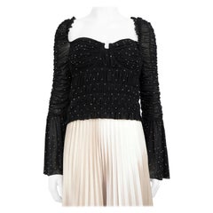 Self-Portrait Black Embellished Polka Dot Top Size L
