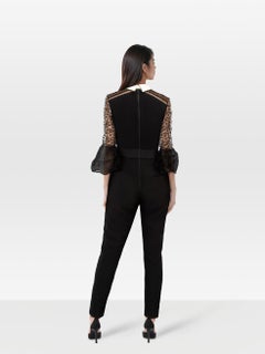 Self-Portrait Black Floral Lace Top Jumpsuit Size S