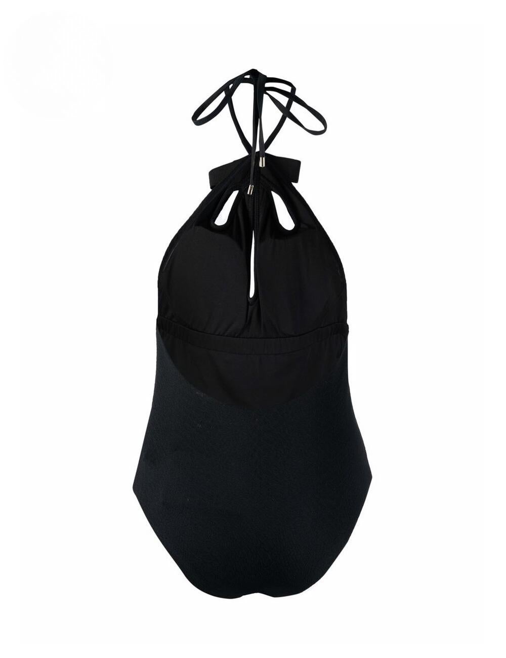 Self Portrait Black Halter Neck Bow Swimsuit Size UK 8 In New Condition In Amman, JO
