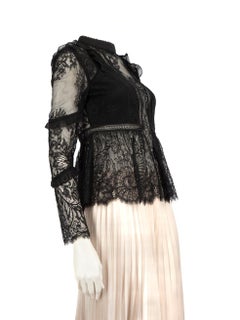 Self-Portrait Black Lace Long Sleeve Top Size M