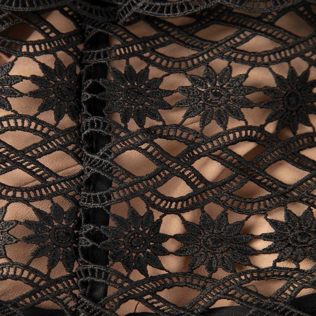Self-Portrait Black Lace One Shoulder Mini Dress Size S For Sale 1