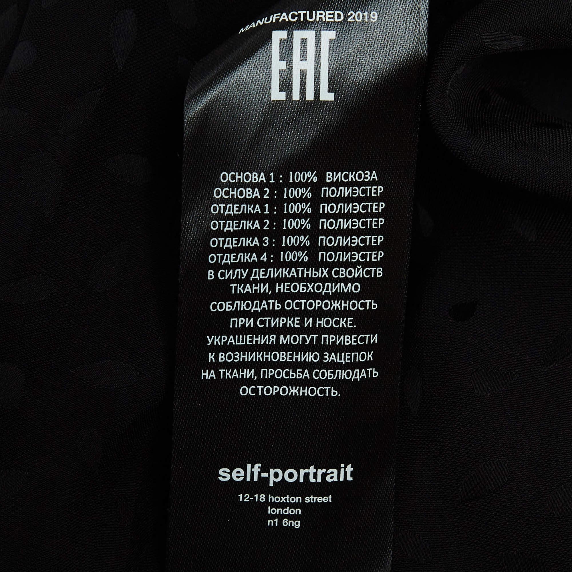 Self-Portrait - Chemisier en satin guipure et dentelle à motifs - Noir S 1