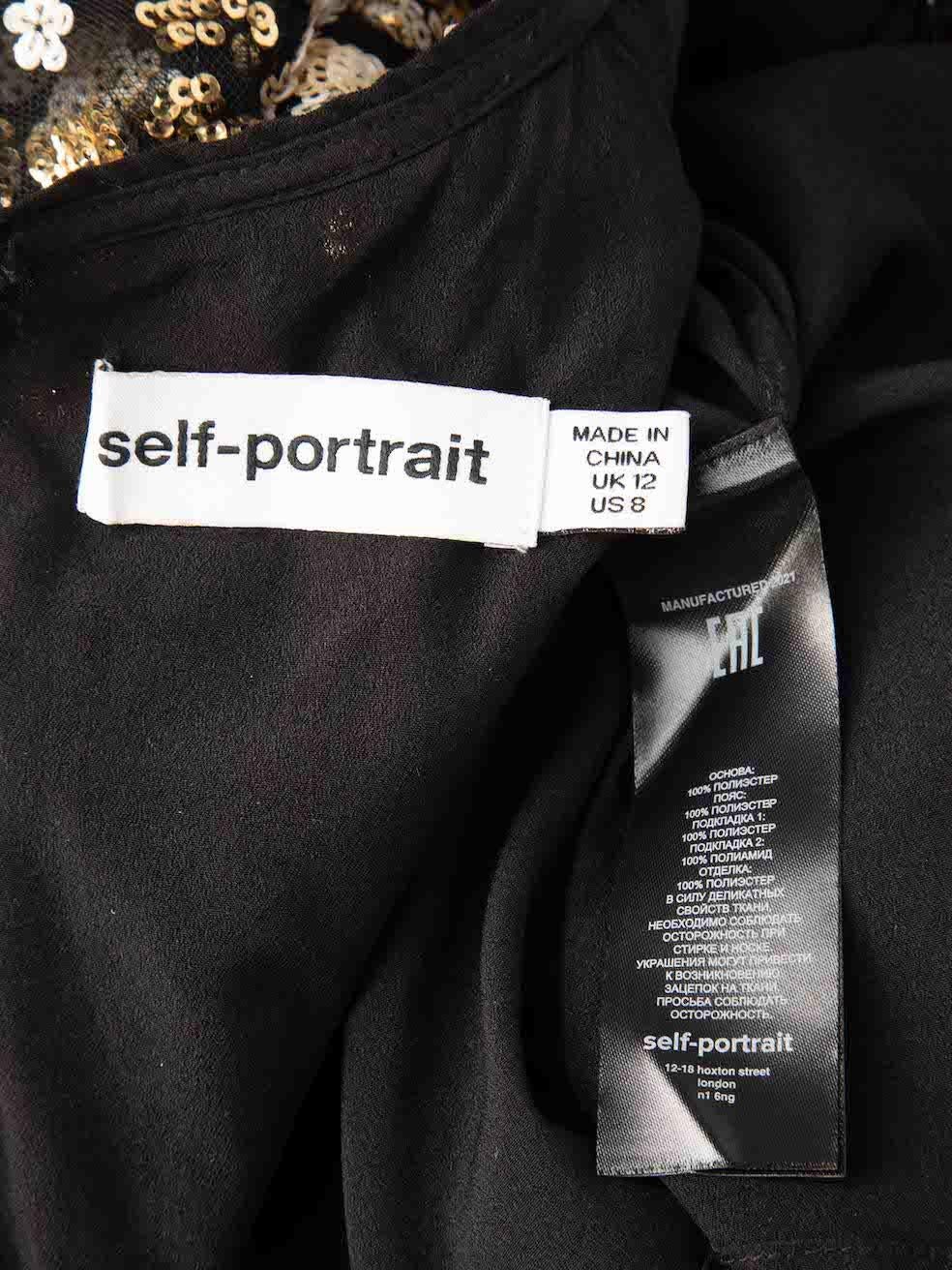 Self-Portrait Black Sequin Flower Mini Dress Taille L Pour femmes en vente