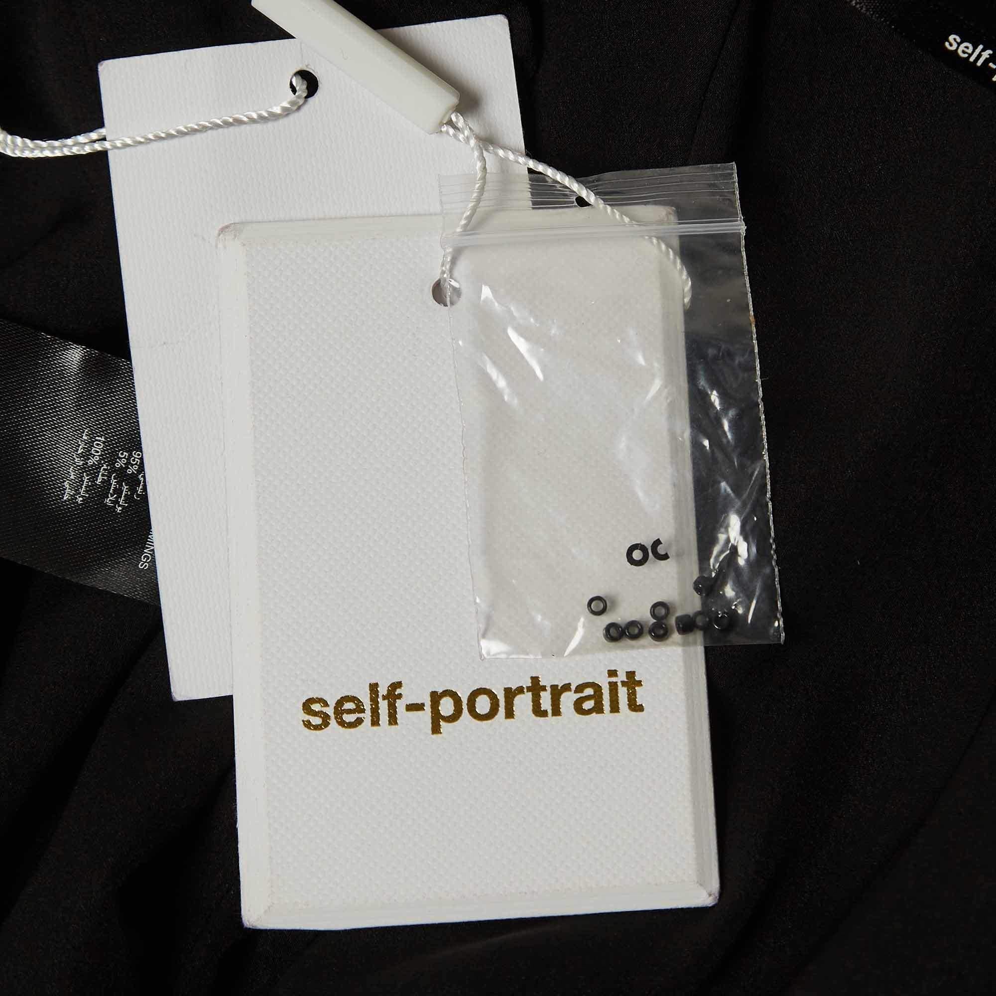 Self-Portrait Black Sequined Crepe Midi Skirt M In Excellent Condition In Dubai, Al Qouz 2