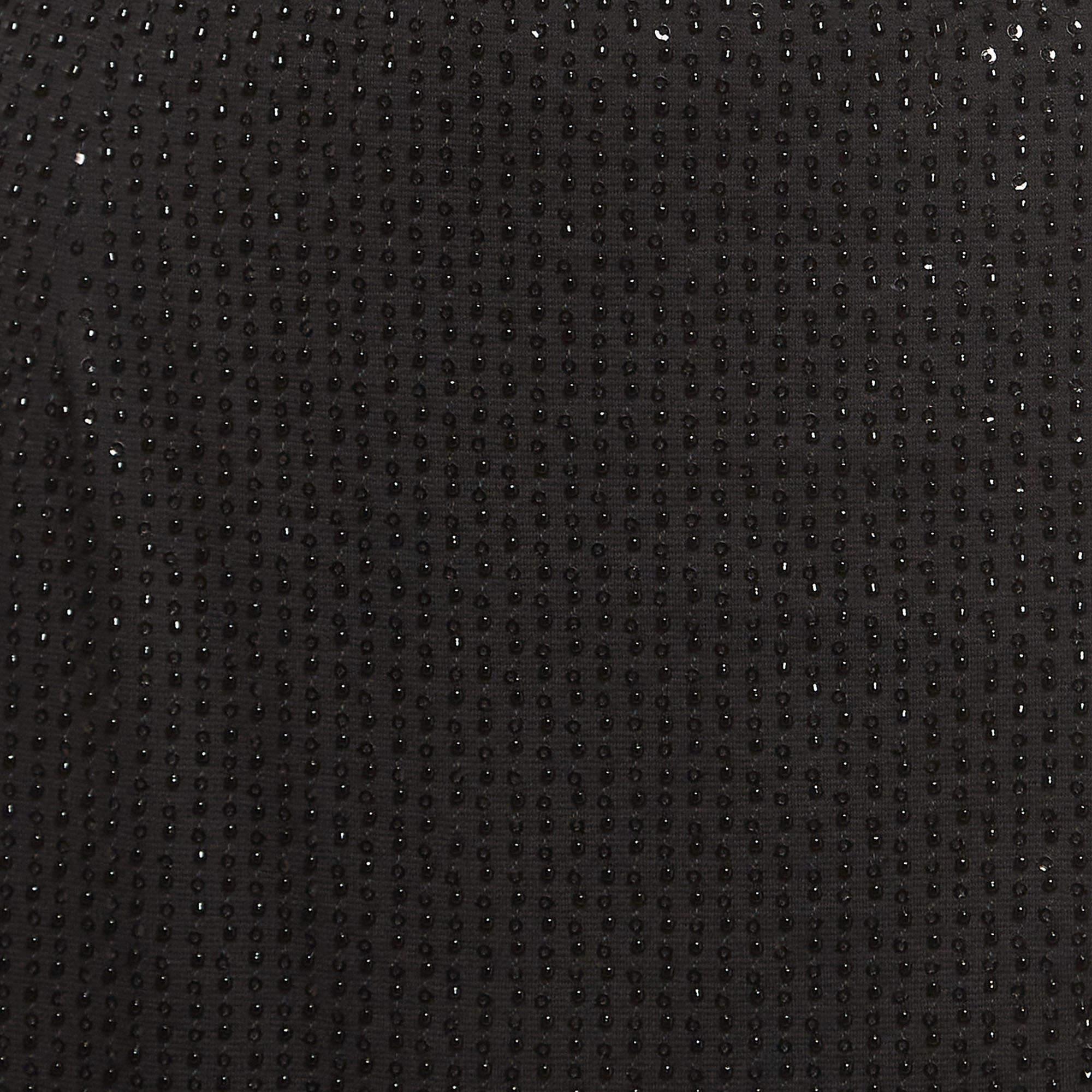 Women's Self-Portrait Black Sequined Crepe Midi Skirt M