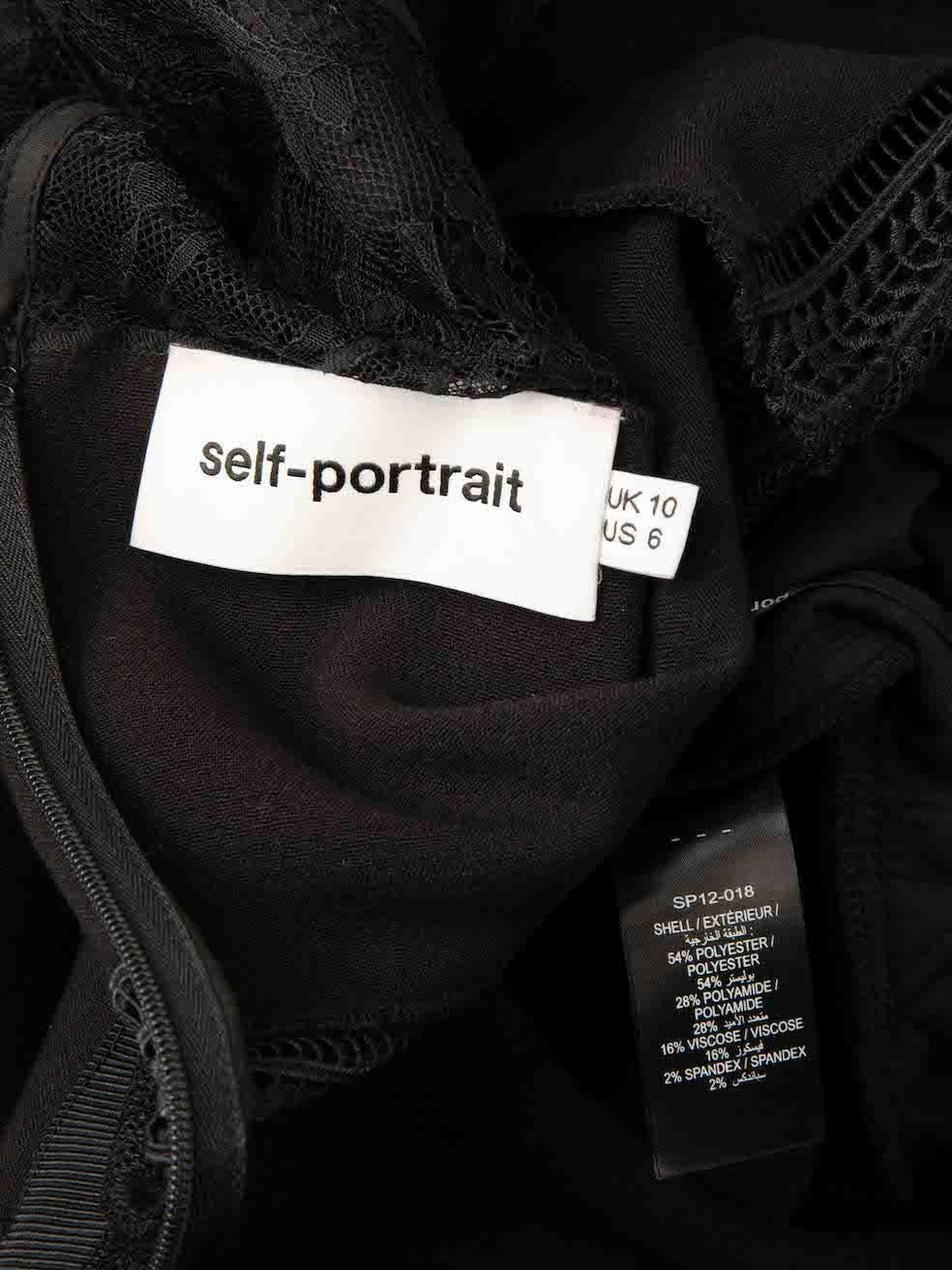 Women's Self-Portrait Black Sheer Lace Panel Jumpsuit Size M For Sale