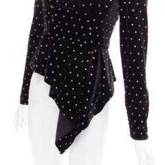 SELF PORTRAIT black silver crystal velvet tie puff sleeve top UK6 XS Jennie