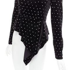 SELF PORTRAIT black silver crystal velvet tie puff sleeve top UK6 XS Jennie