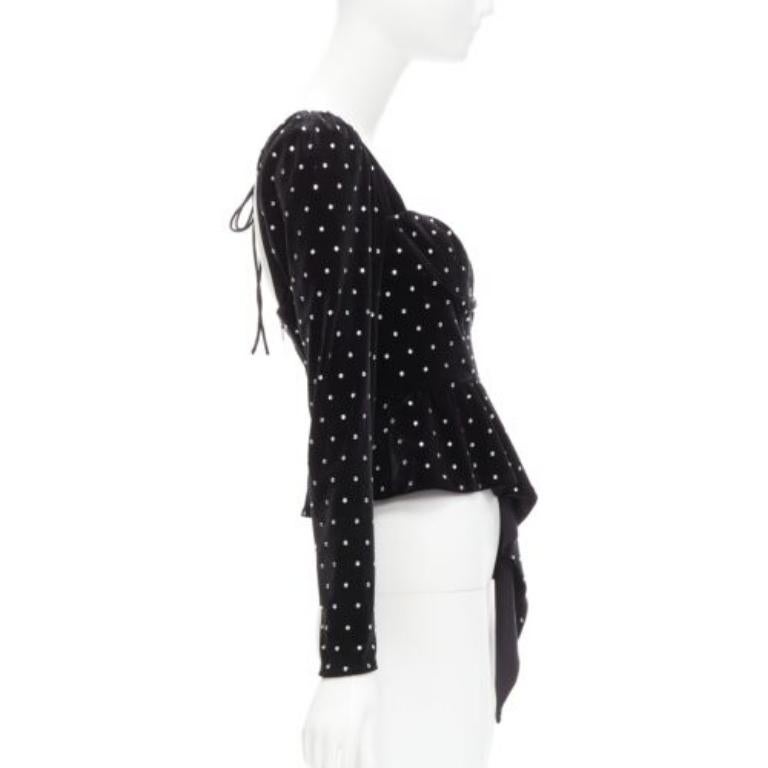 AUTORRETRATO negro plata cristal terciopelo corbata mangas abullonadas UK6 XS Jennie en Excelente estado para la venta en Hong Kong, NT