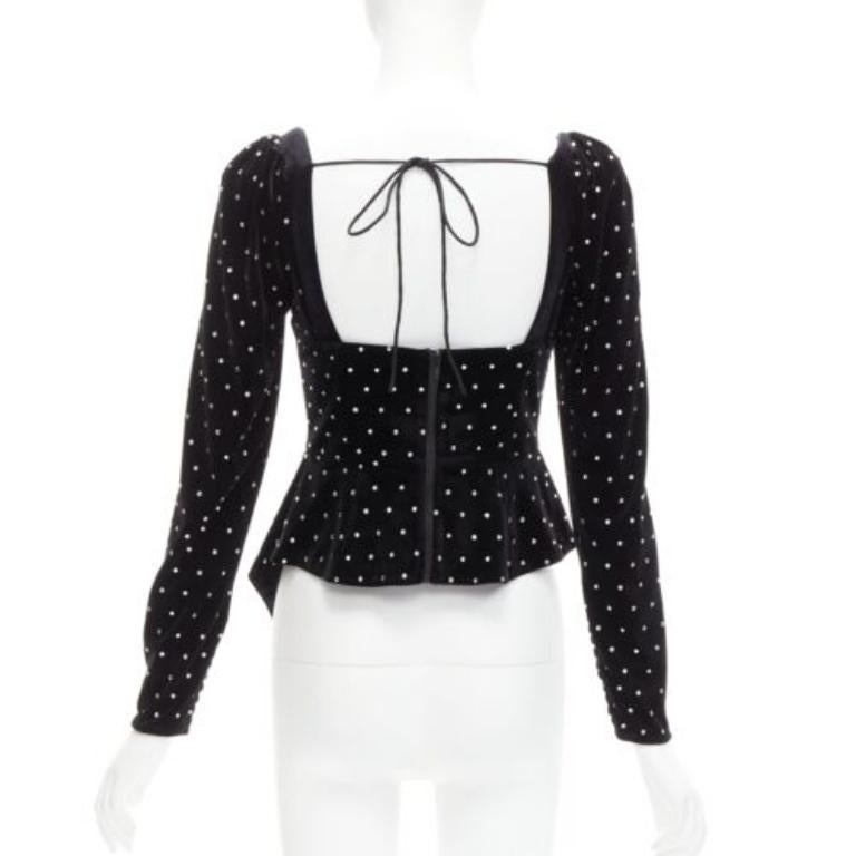 De las mujeres AUTORRETRATO negro plata cristal terciopelo corbata mangas abullonadas UK6 XS Jennie en venta