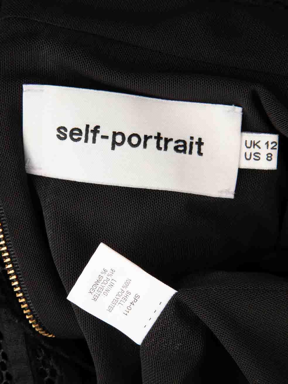 Women's Self-Portrait Black Sleeveless Sheer Mini Dress Size L For Sale