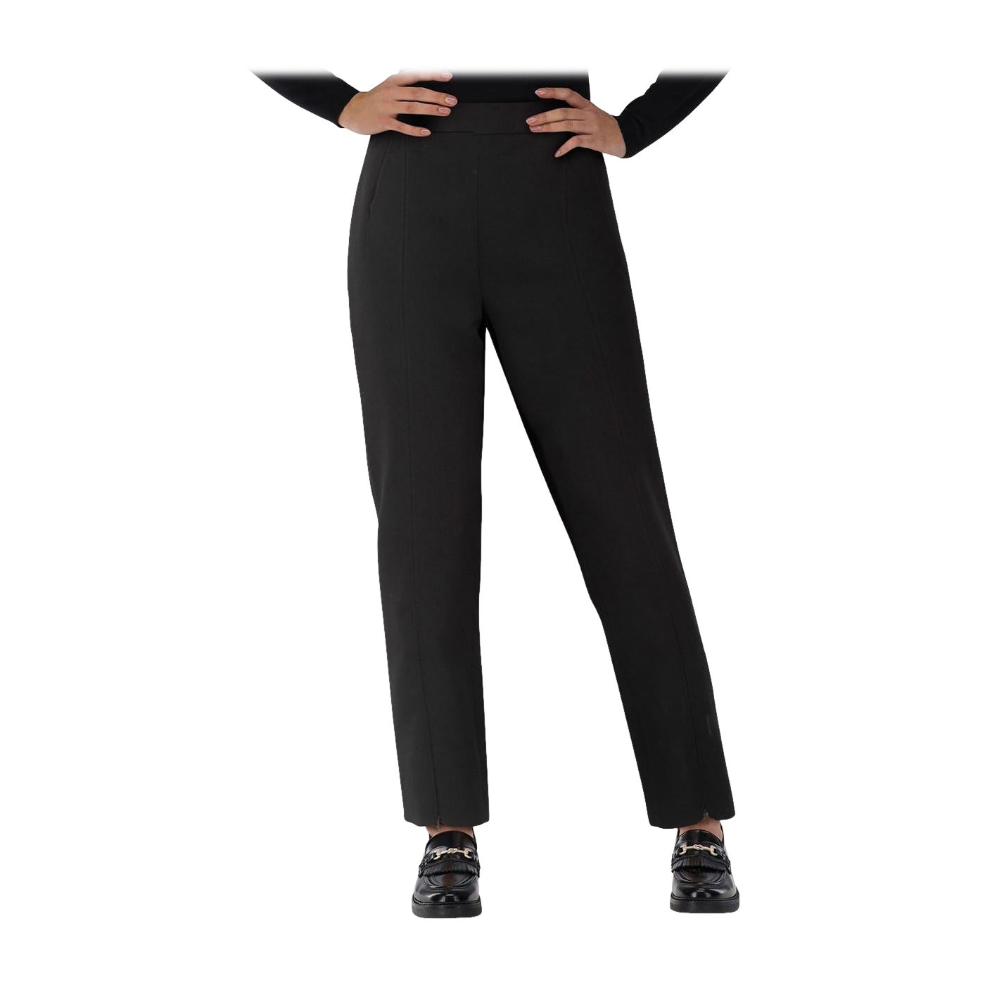 Self-Portrait - Pantaloni slim neri con polsino con zip - taglia XS in vendita
