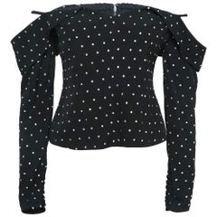 Self-Portrait Black Studded Crepe Off-Shoulder Diamante Top S