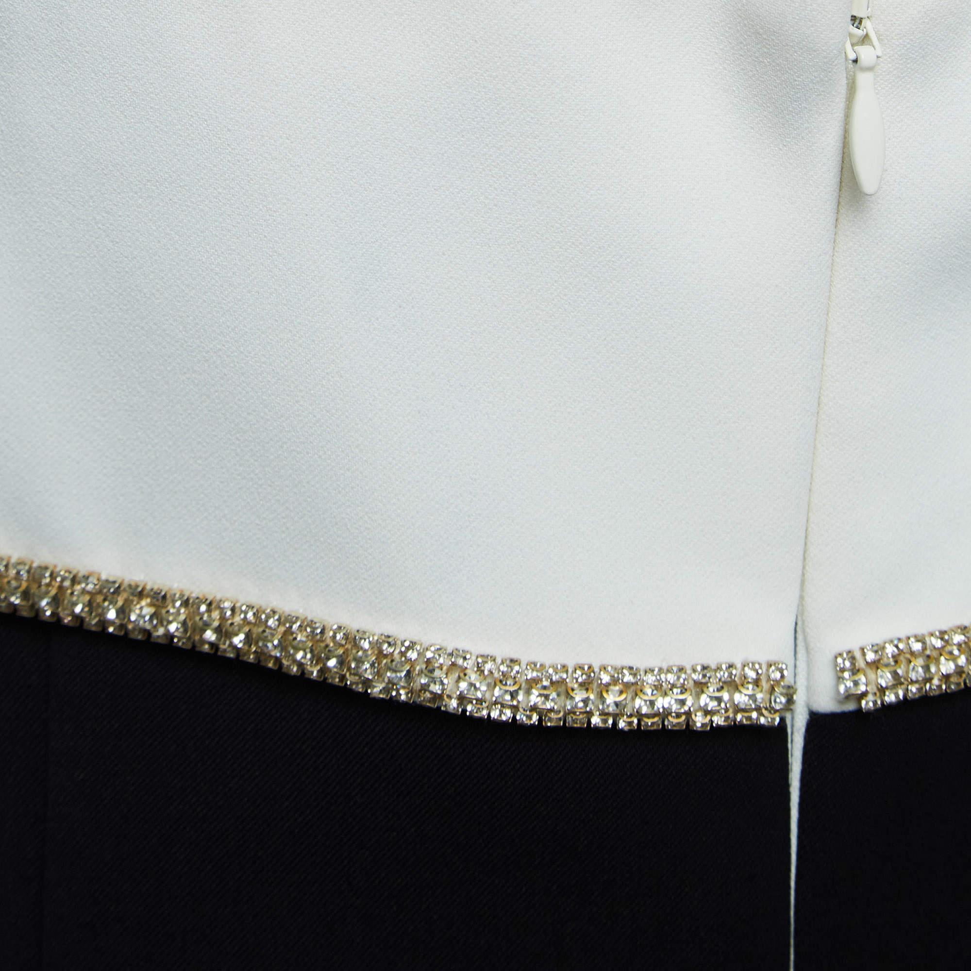 Self-Portrait Black/White Crepe Bow Detail Strapless Mini Dress M 3