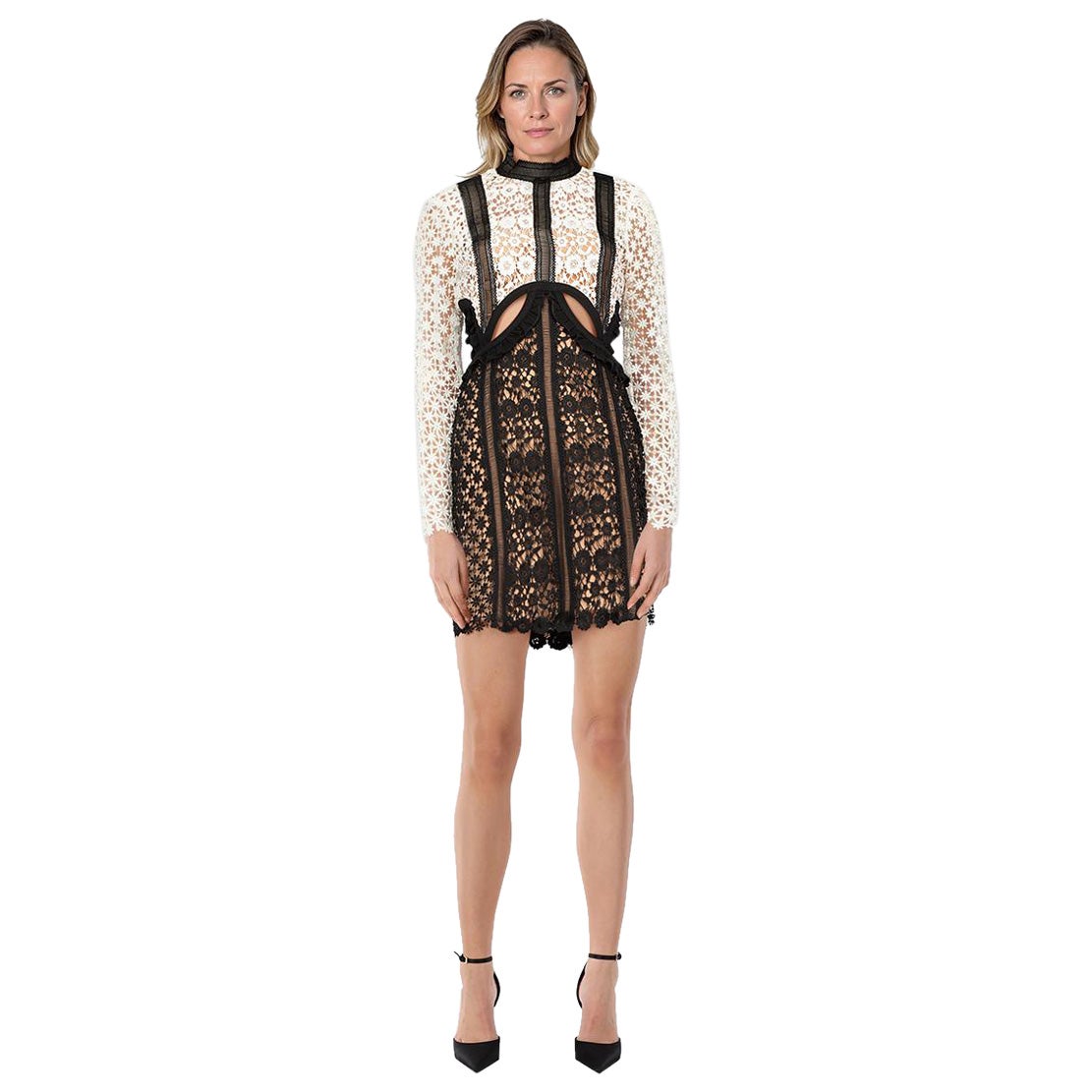 Self-Portrait Black & White Cut Out Dress Size L