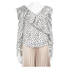 Self-Portrait Black 
White Dotted Ruffle Blouse Size S
