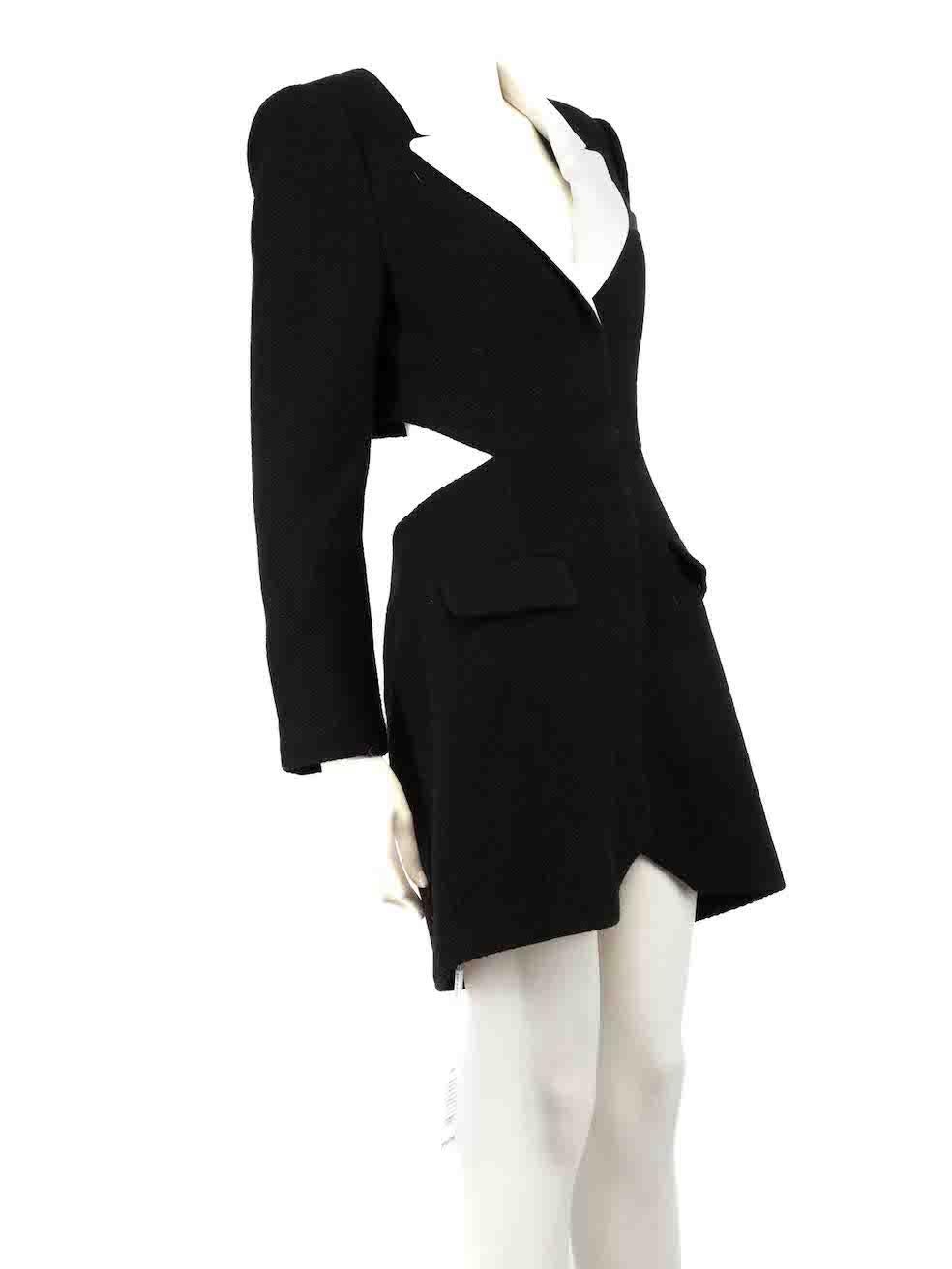 CONDITION is Never worn, with tags. However, tiny marks are seen to the collar due to poor storage on this new Self-Portrait designer resale item.
 
 
 
 Details
 
 
 Model: Tuxedo mini dress
 
 Black
 
 Wool
 
 Dress
 
 Cutout details
 
 Mini
 
