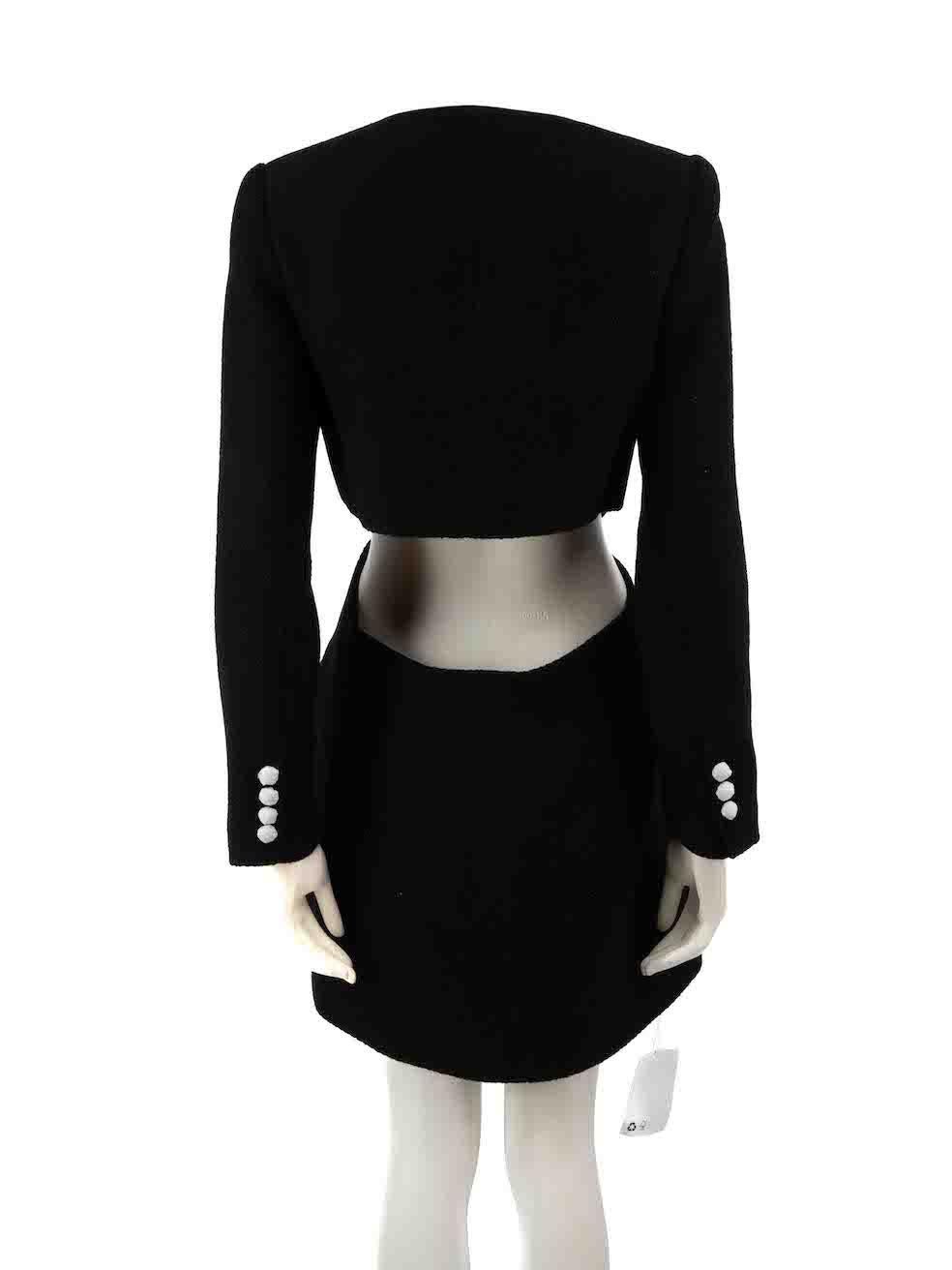 Self-Portrait Black Wool Tuxedo Cut Out Mini Dress Size L In New Condition For Sale In London, GB
