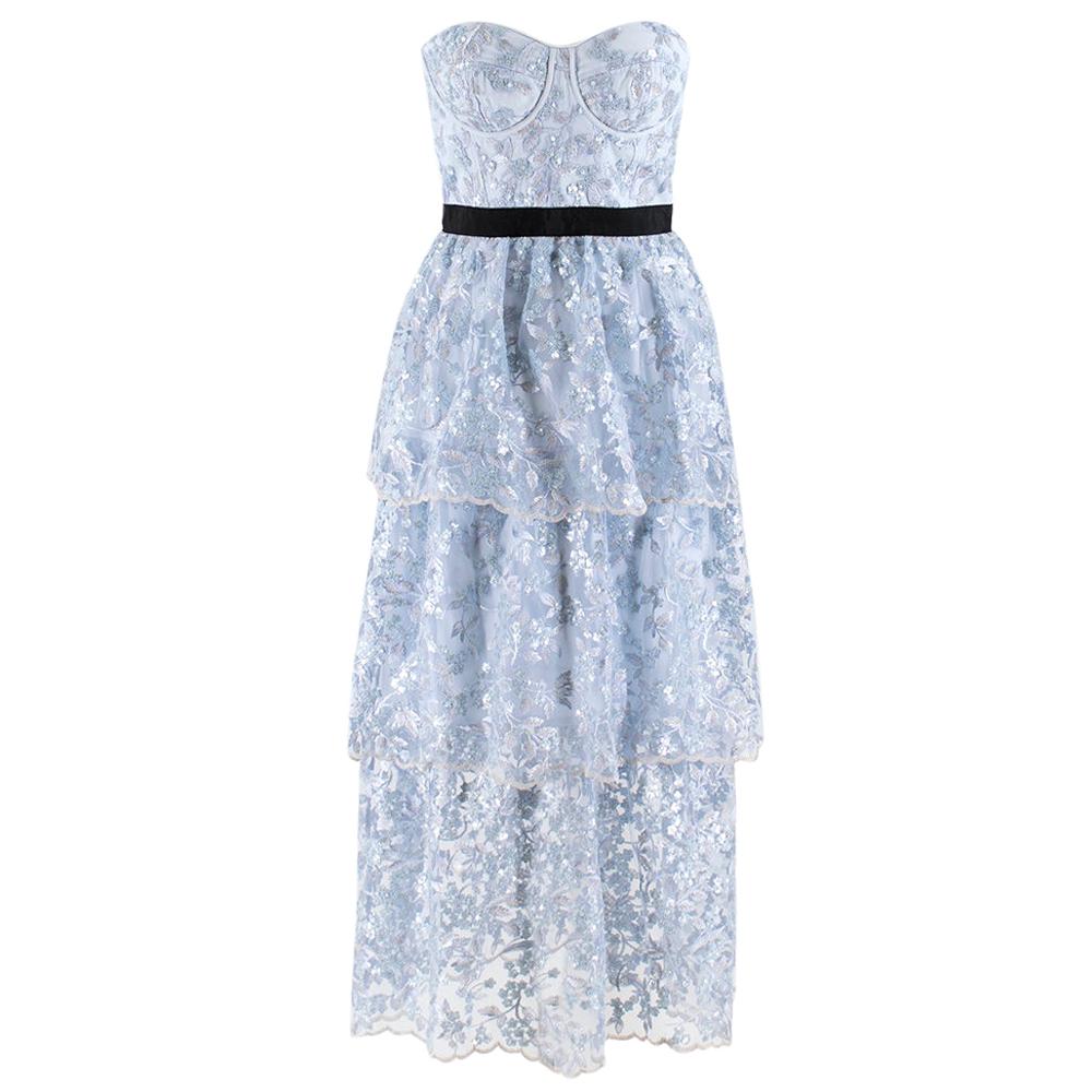 Self-Portrait Blossom Mesh Embellished Midi Dress XS at 1stDibs