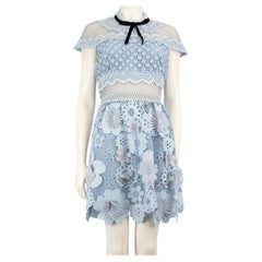 Self-Portrait Blue 3D Floral Lace Mini Dress Size L Self-Portrait Blue 3D Floral Lace Mini Dress Size L