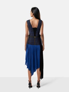 Self-Portrait Blue & Black Asymmetric Dress Size L
