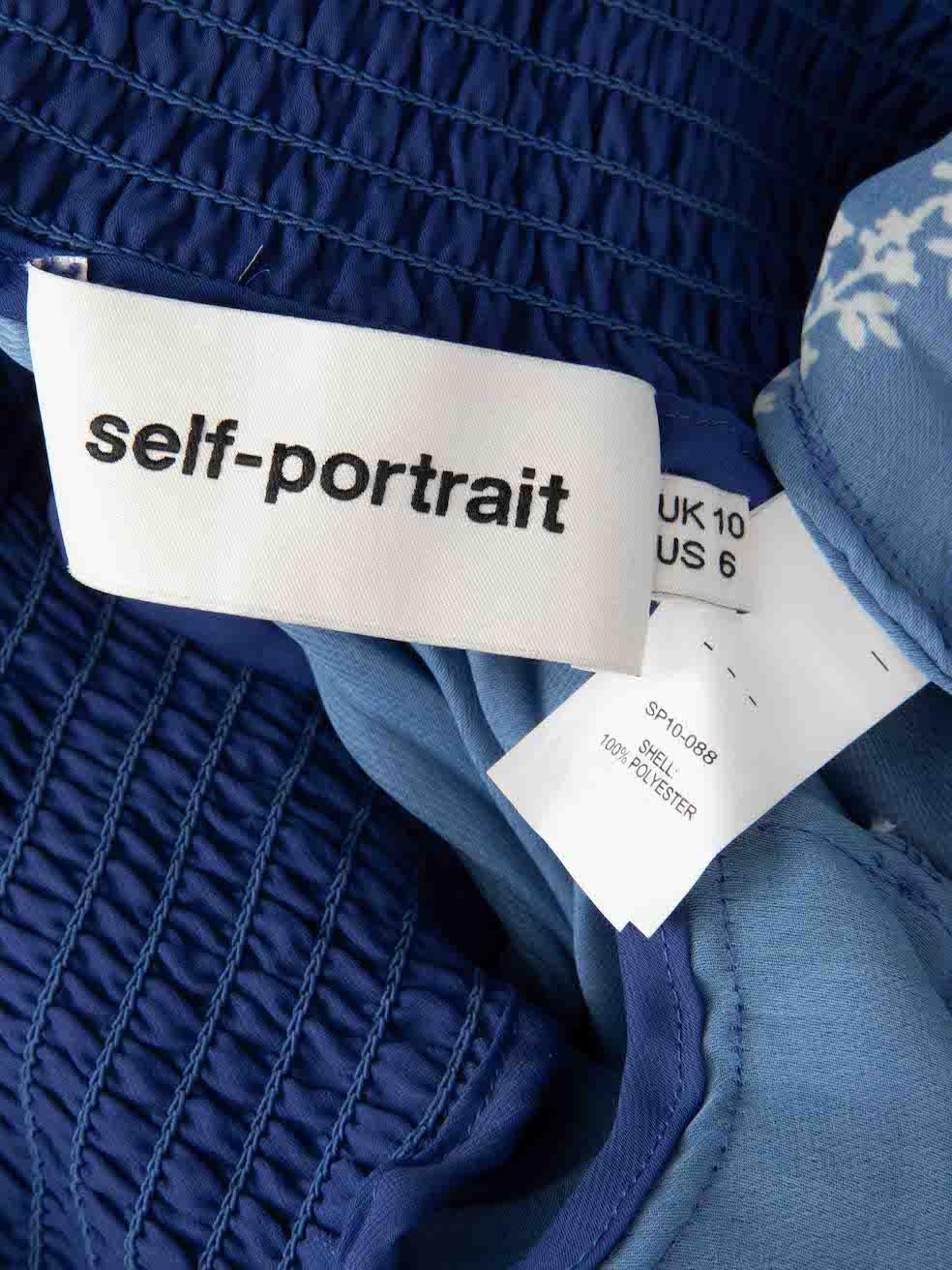 Self-Portrait Blue Floral Print Off-Shoulder Maxi Dress Size M 4