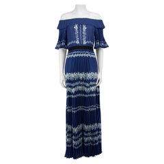 Self-Portrait Blue Floral Print Off-Shoulder Maxi Dress Size M
