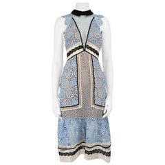 Self-Portrait Blue Floral Sheer Lace Midi Dress Size XXS Self-Portrait Blue Floral Sheer Lace Midi Dress Size XXS