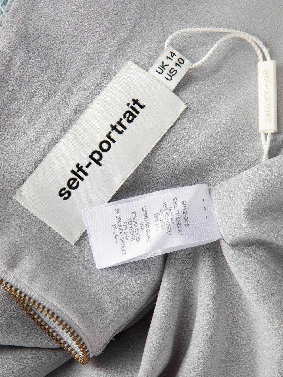 Self-Portrait Blaues knielanges Spitzenkleid Größe XL im Angebot 1