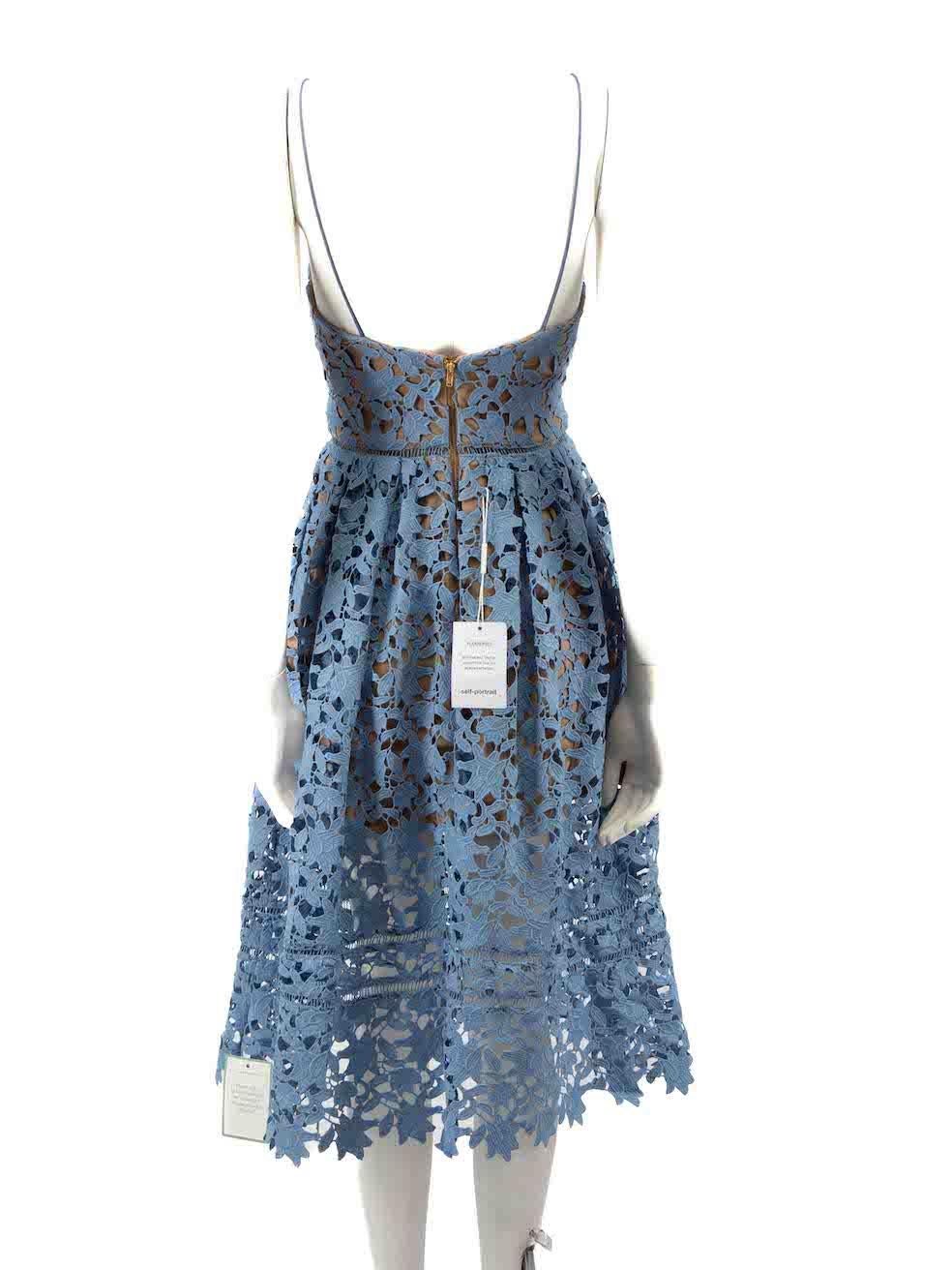 Self-Portrait Blue Lace Azaelea Midi Dress Size XS In New Condition For Sale In London, GB
