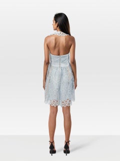 Self-Portrait Blue Lace Halterneck Dress Size XS