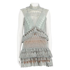 Self-Portrait Blue Lace Panelled Mini Dress Size XL