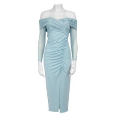 Self-Portrait Blue Ruched Midi Dress Size XS