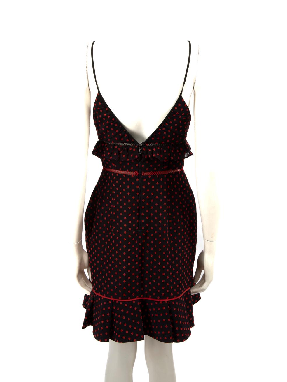 Black Self-Portrait Brown Polkadot Cutout Mini Dress Size S