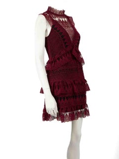 Self-Portrait Burgundy Guipure Lace Mini Dress Size M