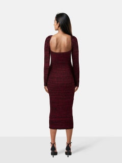 Self-Portrait Burgundy Ribbed Knit Midi Dress Size S