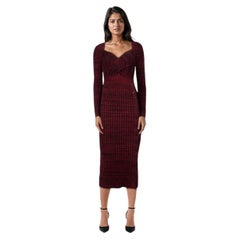 Self-Portrait Burgundy Ribbed Knit Midi Dress Size S