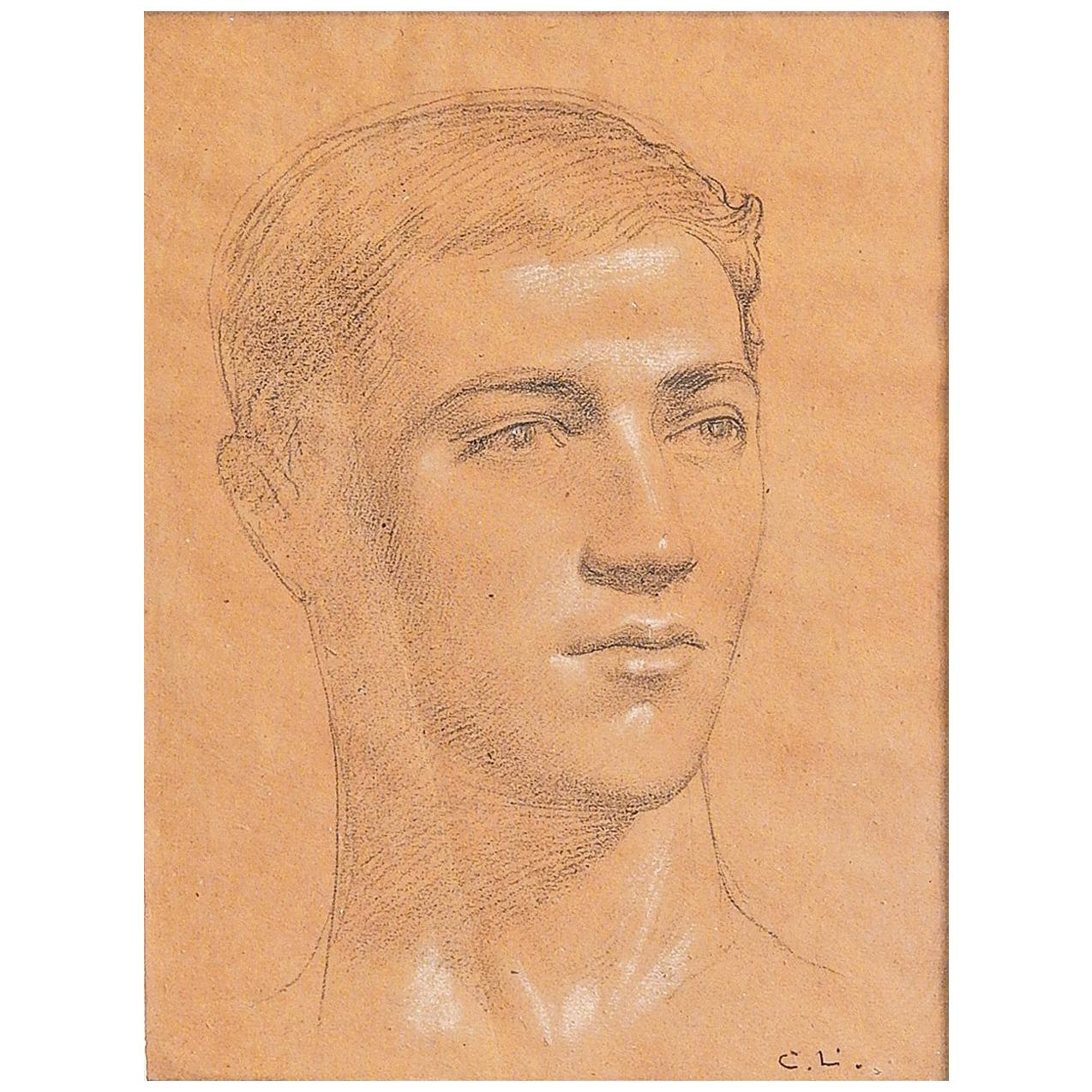 "Self Portrait" by Charles L'Eplattenier, Art Nouveau Painter and Architect For Sale